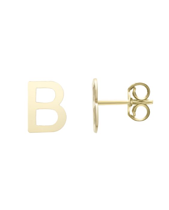 14K Gold Initial B Stud Earring