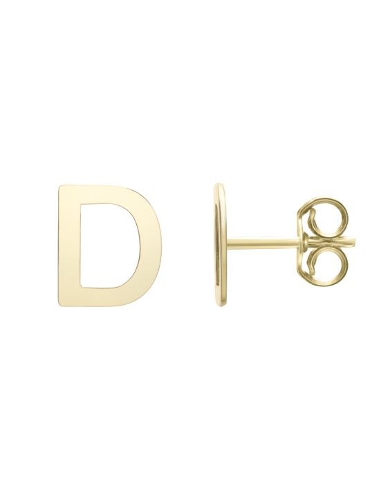 14K Gold Initial D Stud Earring