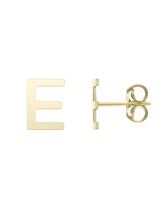 14K Gold Initial E Stud Earring