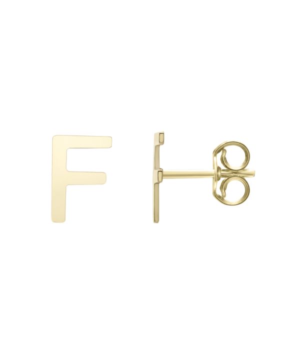 14K Gold Initial F Stud Earring