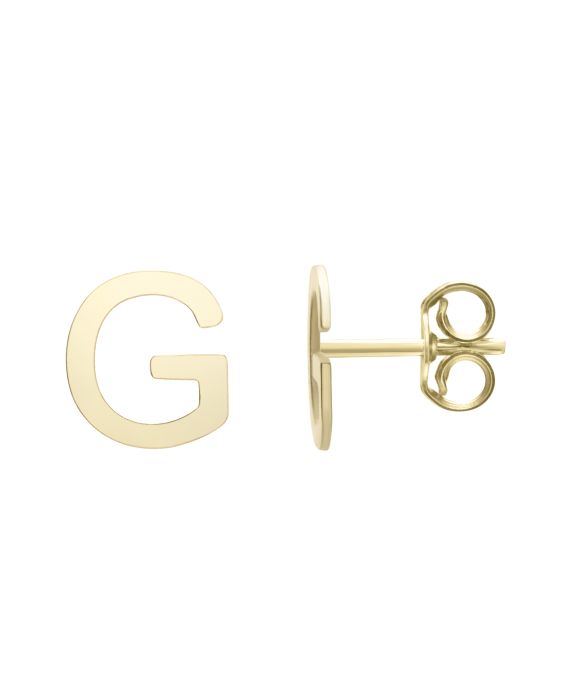 14K Gold Initial G Stud Earring