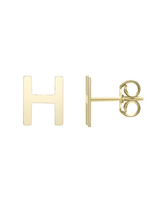14K Gold Initial H Stud Earring
