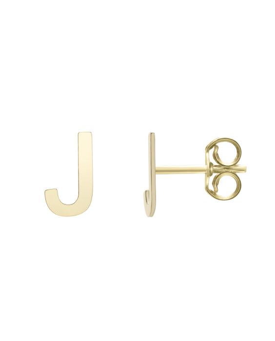 14K Gold Initial J Stud Earring