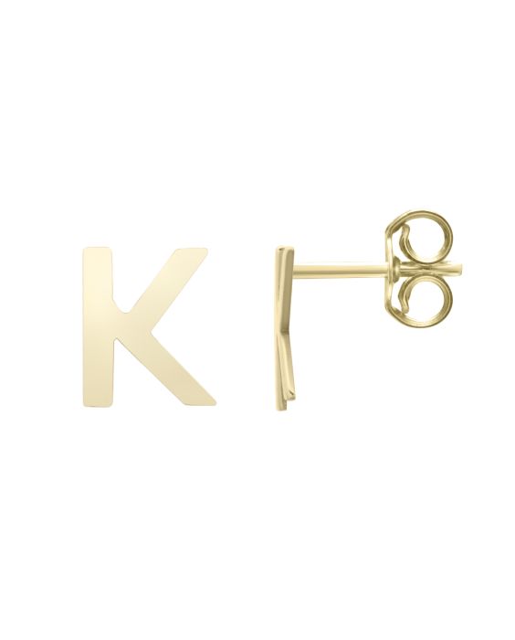 14K Gold Initial K Stud Earring