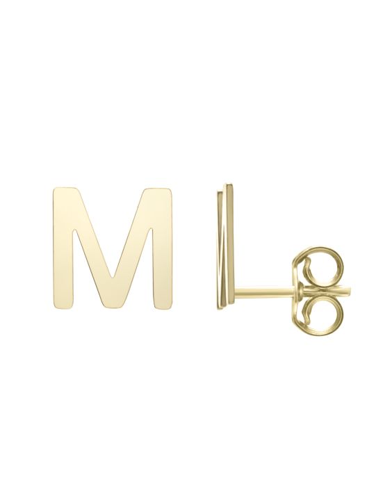 14K Gold Initial M Stud Earring