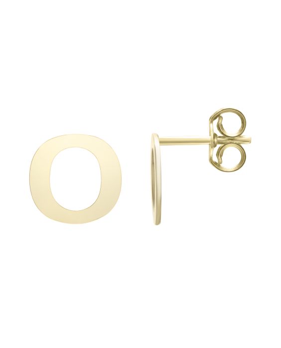 14K Gold Initial O Stud Earring