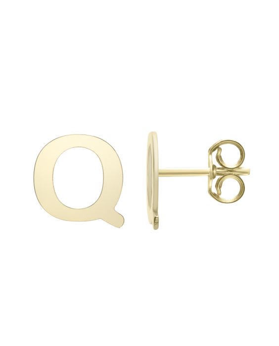 14K Gold Initial Q Stud Earring
