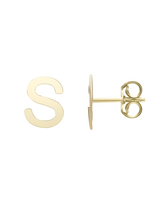 14K Gold Initial S Stud Earring