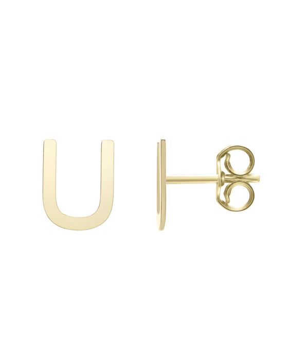 14K Gold Initial U Stud Earring