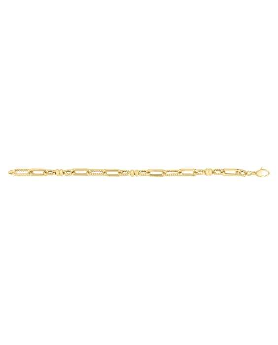 14K Alternating Link Rondel Bracelet