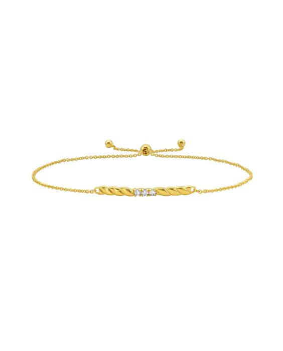 14K Diamond Twisted Bar Bracelet