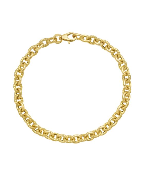 14K Oval Twist & Polished Link Bracelet