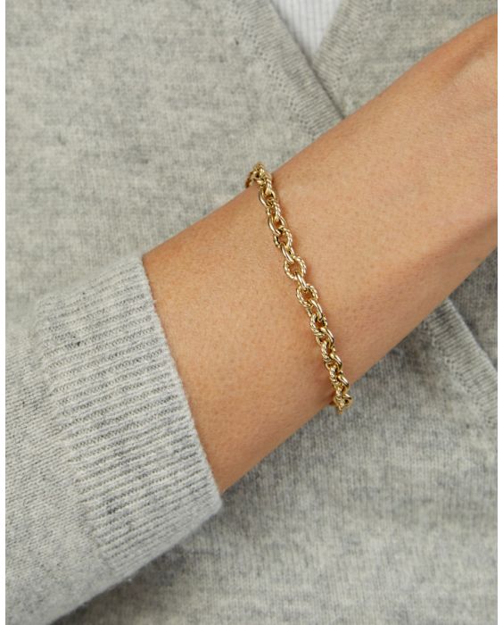 14K Oval Twist & Polished Link Bracelet