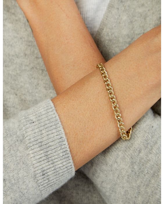14K Italian Cable & Shiny Curb Link Bracelet