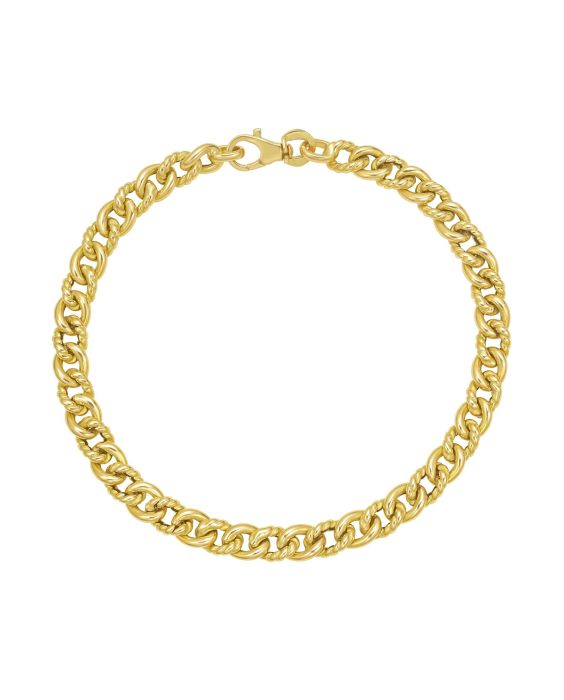 14K Italian Cable & Shiny Curb Link Bracelet