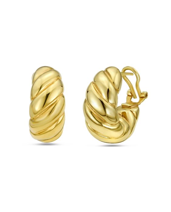 14K Gold Italian Cable Large Omega Back Hoops