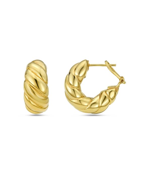 14K Gold Italian Cable Large Omega Back Hoops