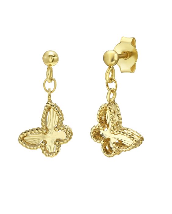 14K Gold Prosecco Petite Butterfly Dangle Earrings 