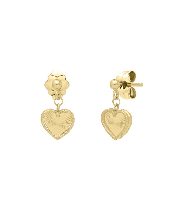 14K Gold Prosecco Petite Heart Dangle Earrings 