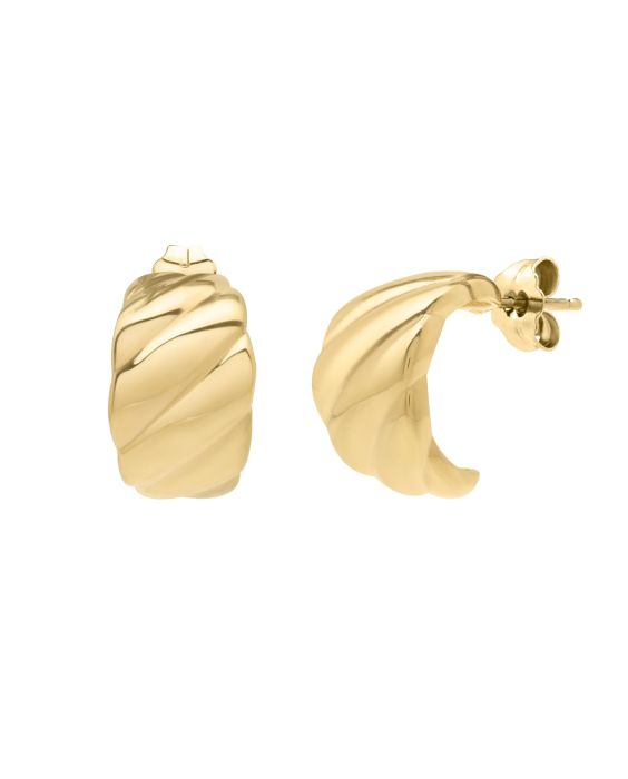 14K Gold Italian Cable Twist Half-Moon Earrings