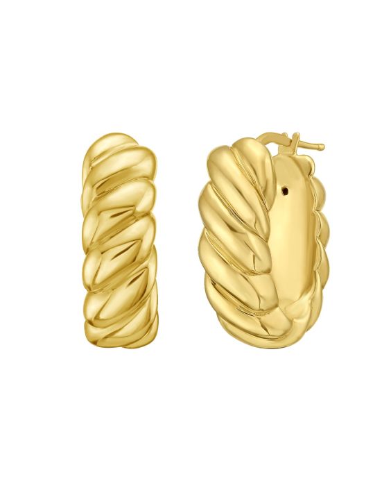 14K Cable Croissant Hoops