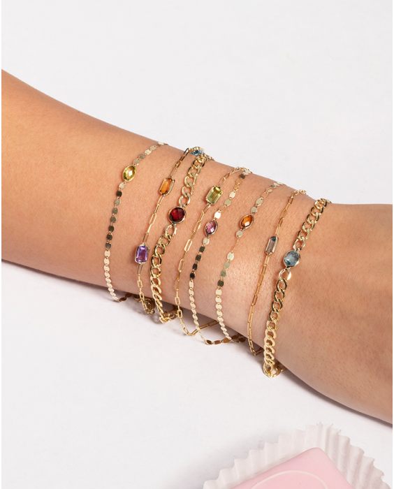 14K Amethyst Curb Chain Bracelet