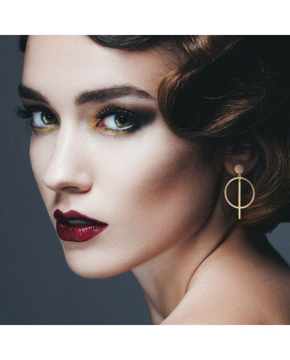 14K Gold Geometric Drop Earrings