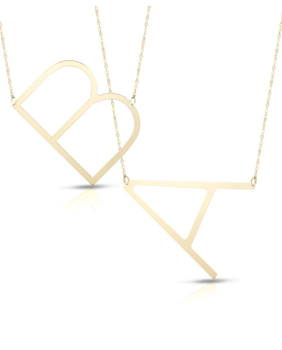 14K Large Angled Initials Series - ALL LETTERS