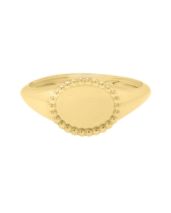 14K Gold Prosecco Bead Oval Ring