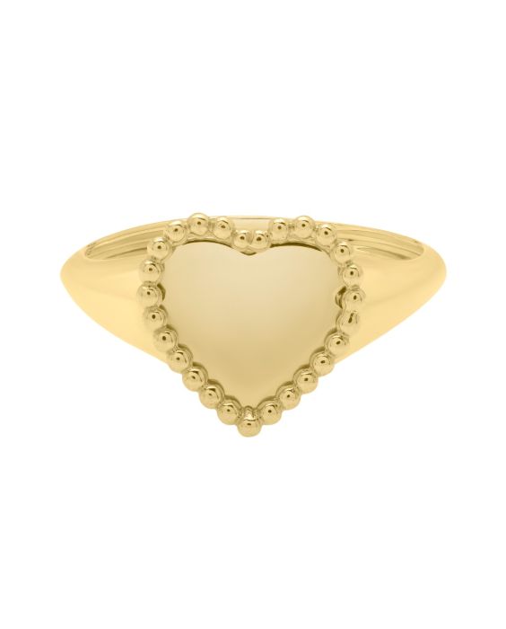 14K Gold Prosecco Bead Heart Ring