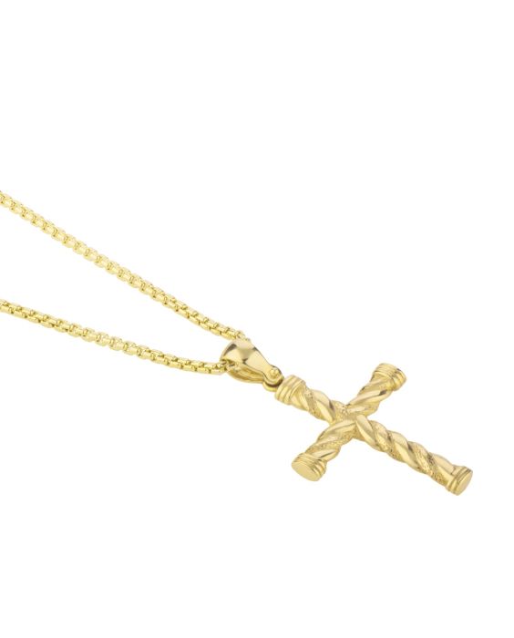 14K Gold Twisted Cross Pendant