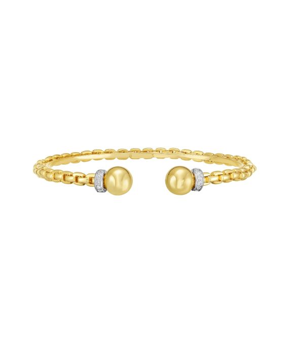 14K & Diamond Ball Cuff Venetian Bracelet