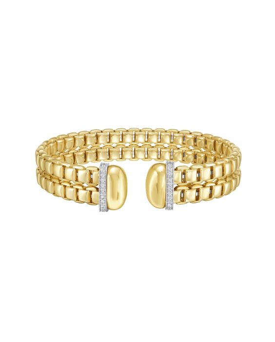 14K & Diamond Double Row Bold Venetian Cuff
