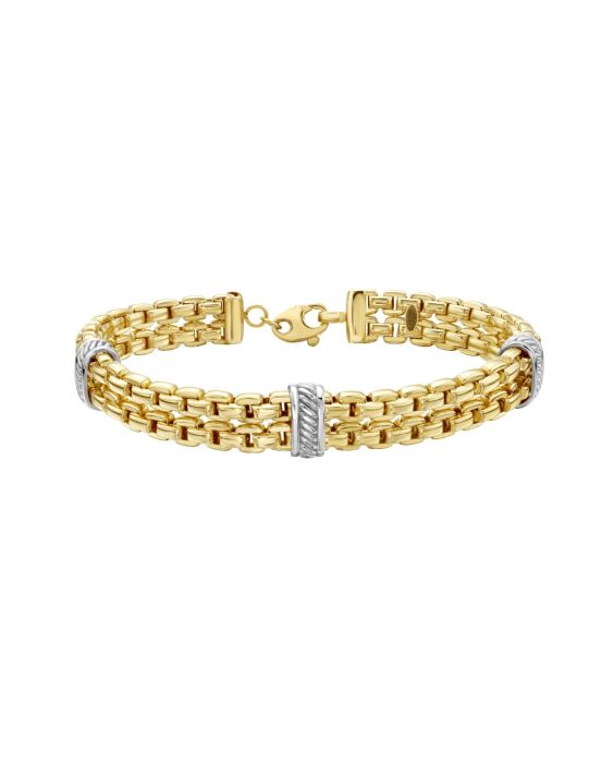 14K TT Venetian Box Double Row Bracelet