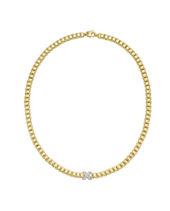 14K & Diamond X Venetian Link Necklace