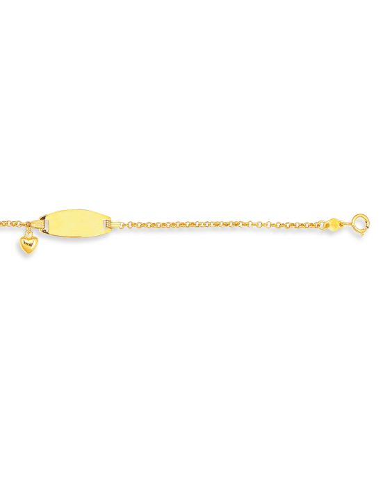 14K Gold Children's Dangling Heart ID Bracelet