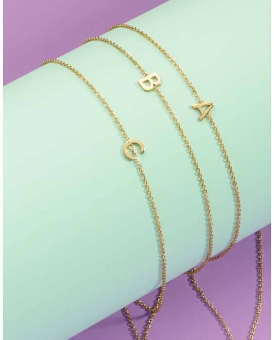 14K Mini Initials Bracelet - ALL LETTERS