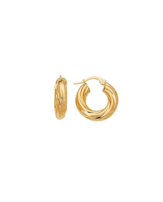 14K Yellow Gold Chubby Round Twist Hoop Earring