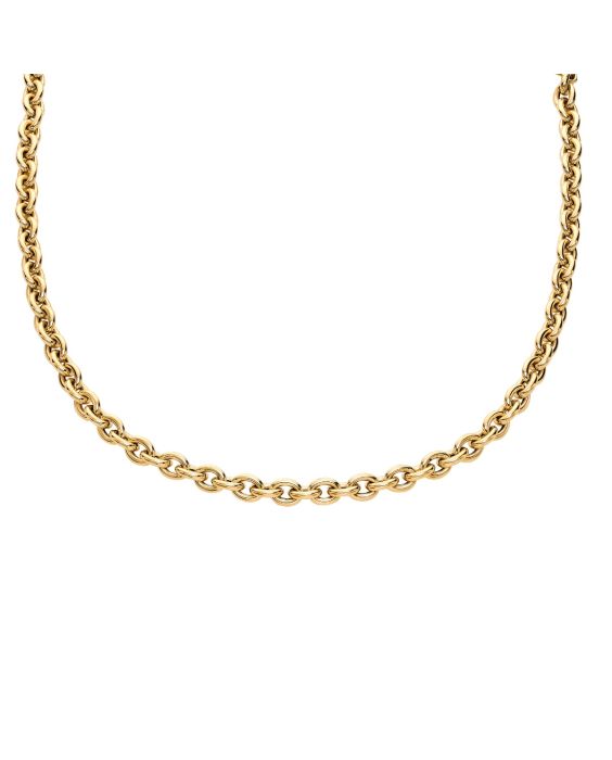 14K Gold Polished Oval Cable Link Chain
