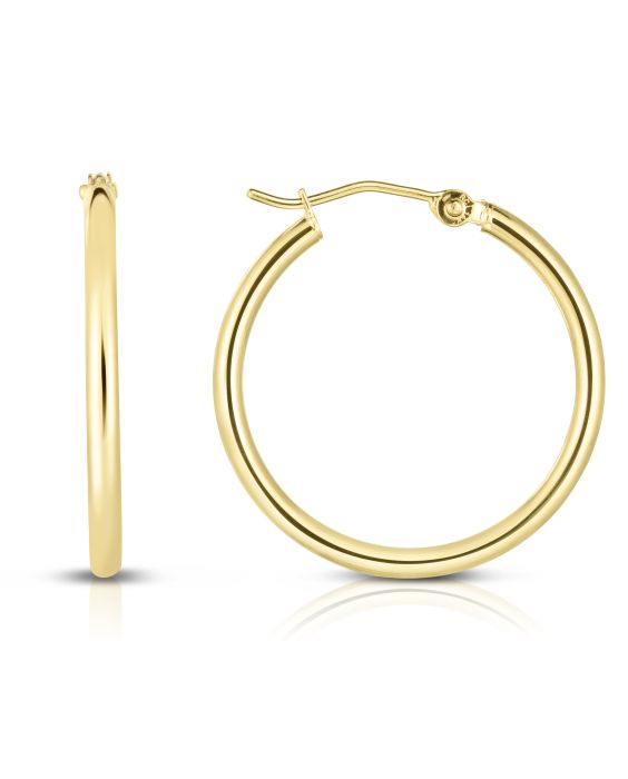 14K Gold 2x25mm Hoops