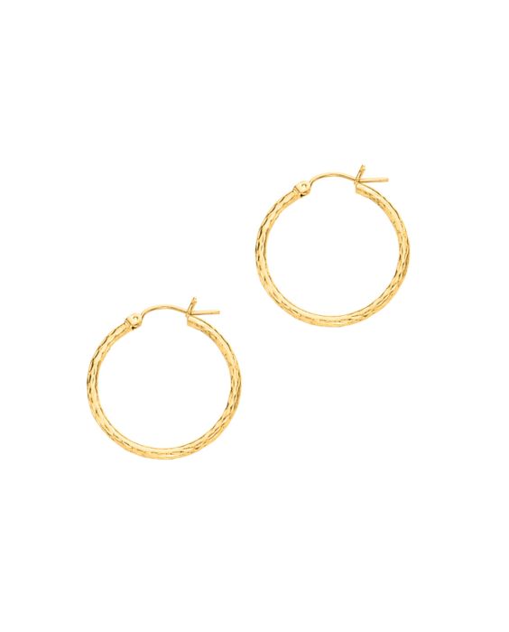 14K Gold 2mm Diamond Cut Hoop Earring