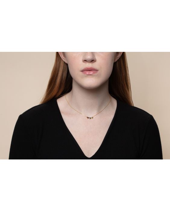 14K Gold Tri-Color Triple Heart Necklace