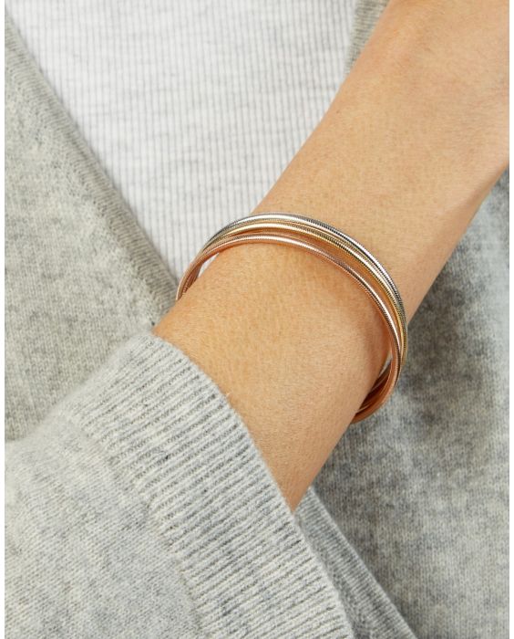 14K Tri-Color Stretch Mesh Bracelet