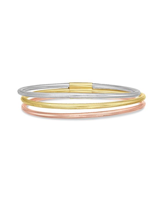 14K Tri-Color Stretch Mesh Bracelet