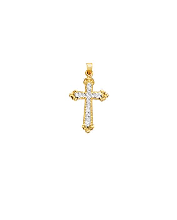 14K Gold Vintage Diamond Cut Cross