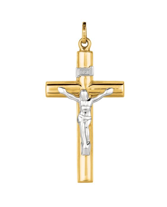 14K Gold Large Domed Crucifix Cross