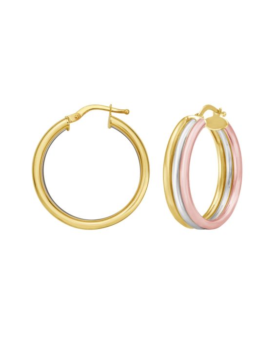 14K Trinity Tube Hoops