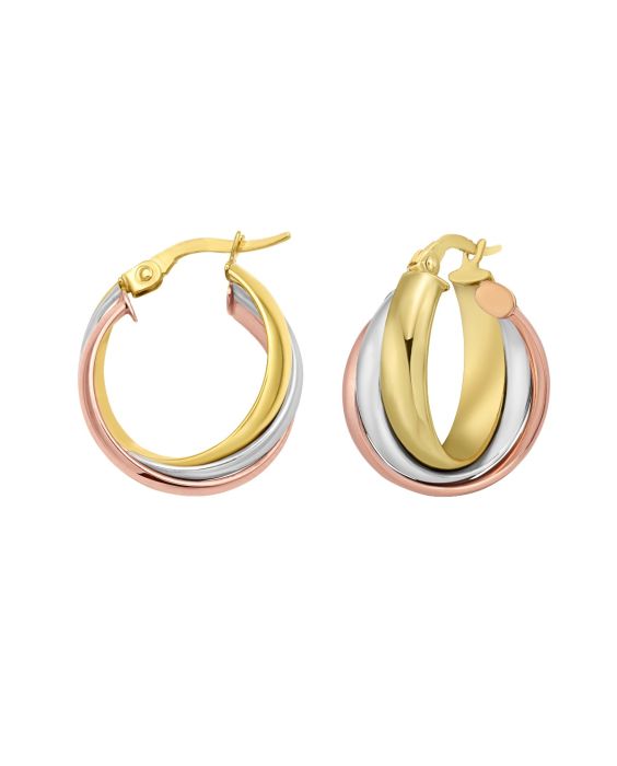 14K Trinity Woven Hoops