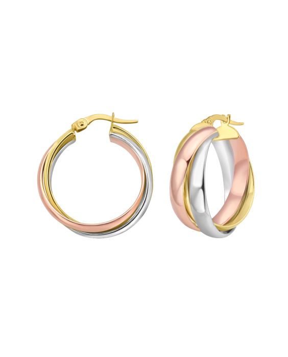 14K Trinity Woven Hoops