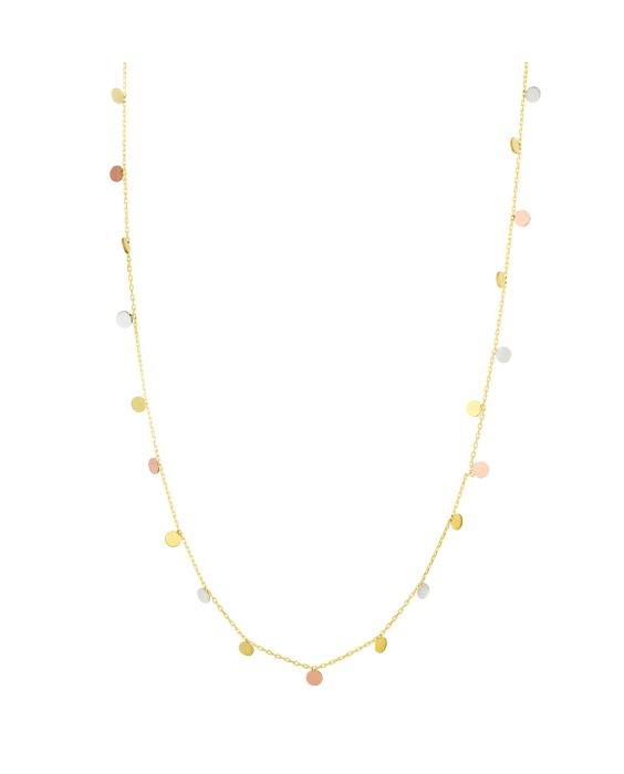  14K Tricolor Dangling Circles Necklace